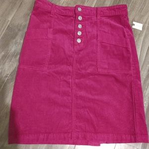 NWT anthropologie pilcro talia corduroy skirt raspberry magenta fuchsia size 2